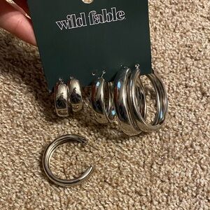 Wild Fable Shiny Silver Hoop Earrings Collection